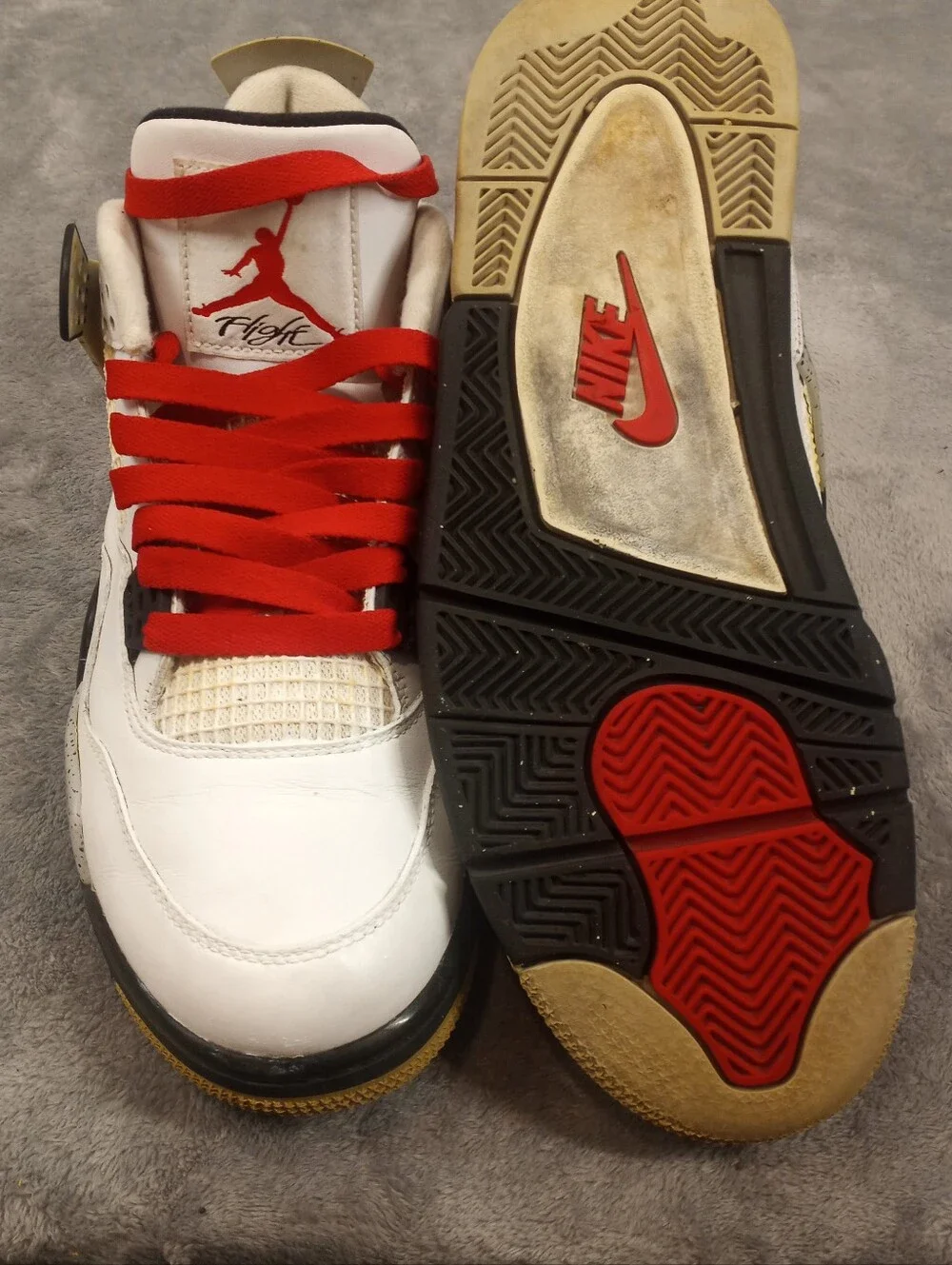 Jordan Retro Sneakers White & Red Athletic Sneakers - Casual Sport Shoes Size 10